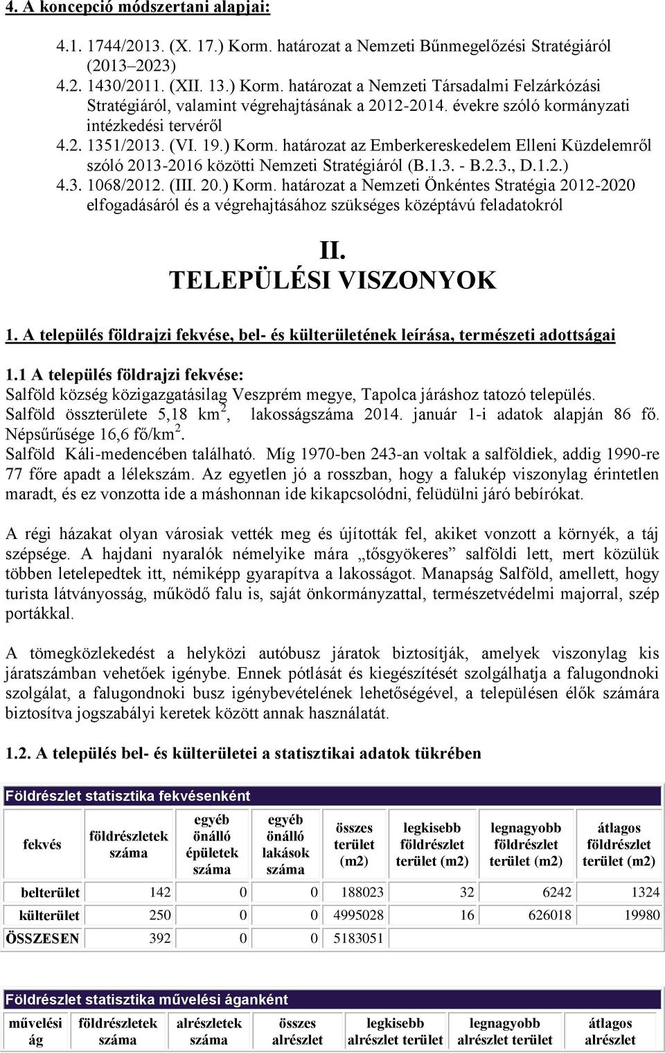 3. 1068/2012. (III. 20.) Korm. határozat a Nemzeti Önkéntes Stratégia 2012-2020 elfogadásáról és a végrehajtásához szükséges középtávú feladatokról II. TELEPÜLÉSI VISZONYOK 1.