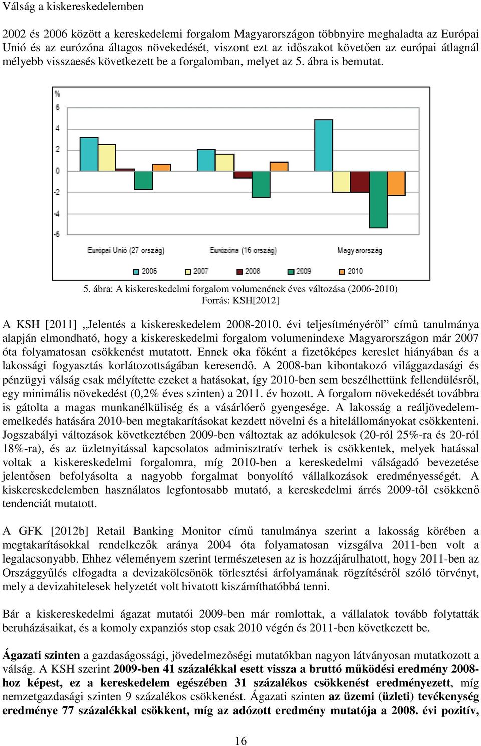 ábra is bemutat. 5. ábra: A kiskereskedelmi forgalom volumenének éves változása (2006-2010) Forrás: KSH[2012] A KSH [2011] Jelentés a kiskereskedelem 2008-2010.