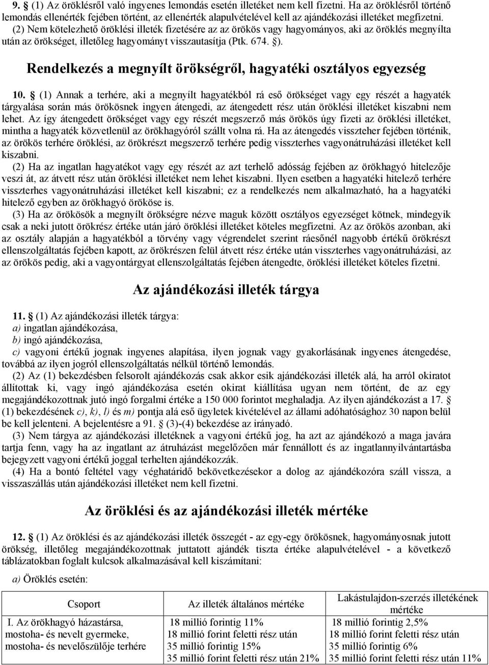 (2) Nem kötelezhető öröklési illeték fizetésére az az örökös vagy hagyományos, aki az öröklés megnyílta után az örökséget, illetőleg hagyományt visszautasítja (Ptk. 674. ).