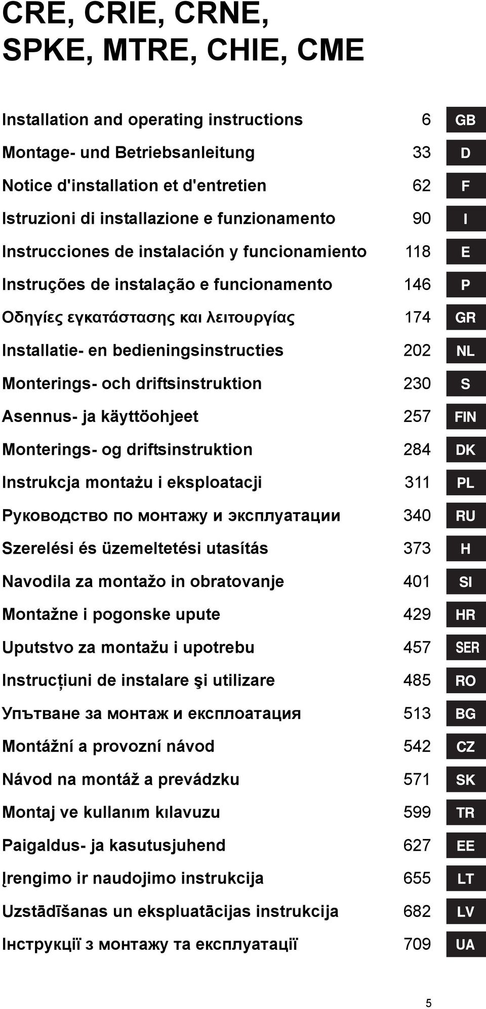 driftsinstruktion 230 Asennus- ja käyttöohjeet 257 Monterings- og driftsinstruktion 284 Instrukcja montażu i eksploatacji 311 Руководство по монтажу и эксплуатации 340 Szerelési és üzemeltetési