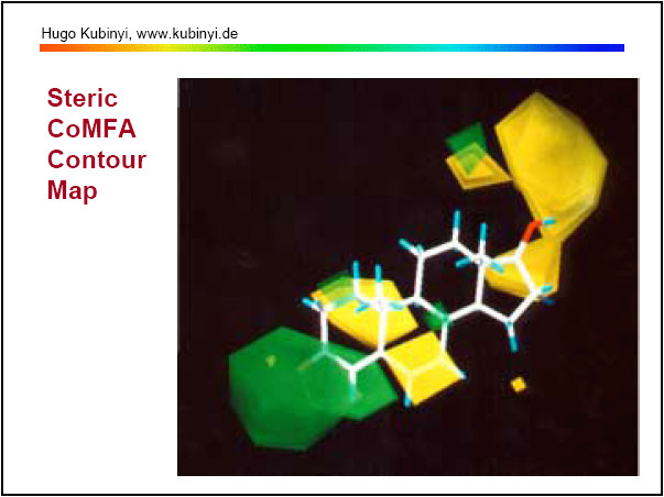 QSAR 3D QSAR (CoMFA, 1988) - Összehasonlító molekula-mező elemzés (Comparatve Molecular Feld Analyss) - Hasonló dverztású trénng/teszt halmaz - 3D szerkezetek(ek) generálása az összes vzsgálandó