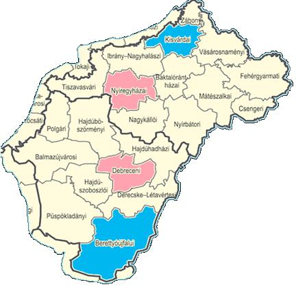 4.5. ábra A két vizsgált kistérség földrajzi elhelyezkedése (Forrás: KSH) A két térség gazdasági helyzete tekintetében viszonylag nagyok a különbségek.