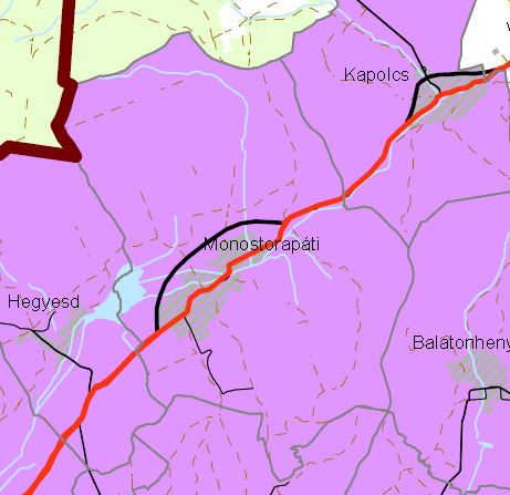 MONOSTORAPÁTI KÖZSÉG TELEPÜLÉSRENDEZÉSI ESZKÖZEINEK MÓDOSÍTÁSA JÓVÁHAGYOTT TERVDOKUMENTÁCIÓ 11 Az Ö-1 magterület szinte teljesen körülveszi a település belterületét, azonban csak az Ö-3 pufferterület