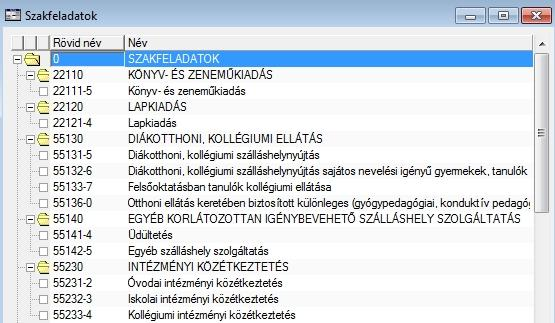 Strukturált táblázat Ilyen például a Szakfeladatok táblázat. Dialógus menü A program vezérlése parancsokkal történik, amelyeket a dialógus menüben választhatjuk ki.