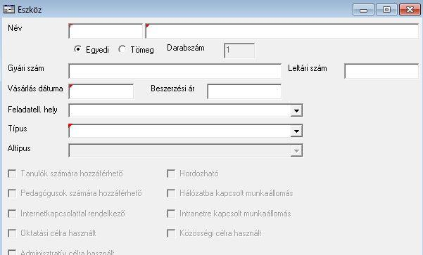 Eszközök felvitele Tipp! Az eszköz adatok és azok változása fontos része az októberi statisztikai adatszolgáltatásnak.