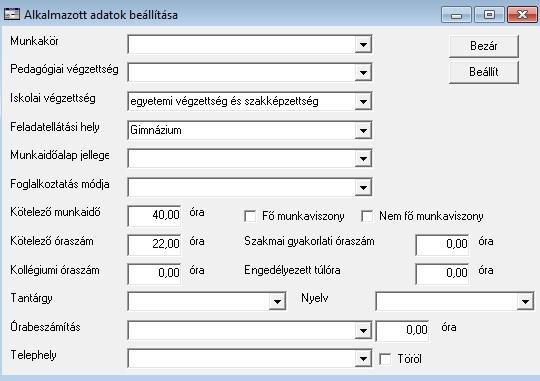 2. Hajtsa végre az Adatok beállítása parancsot, ami megnyitja az Alkalmazott adatok beállítása dialógust. 3. Töltse ki a dialógust. 4. Kattintson a Beállít gombra.