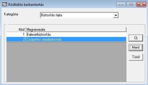 Ez B típusú kategória. Látható, hogy a szerkeszthető táblázat gombjai most elérhetők, fel lehet venni új értékeket, de a meglévőket nem lehet módosítani vagy törölni.