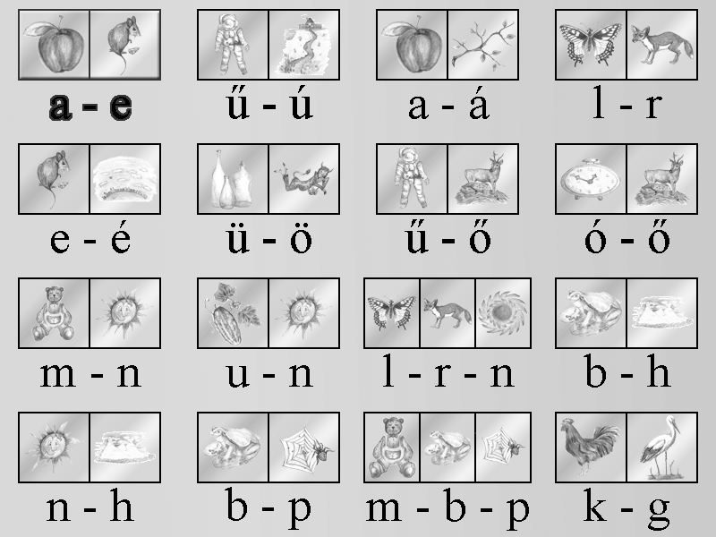 14. ábra. A gólya szó felismertetése bemondással. 4.3 Fonémapárok A modul a fonémapárok gyakoroltatását teszi lehetővé.