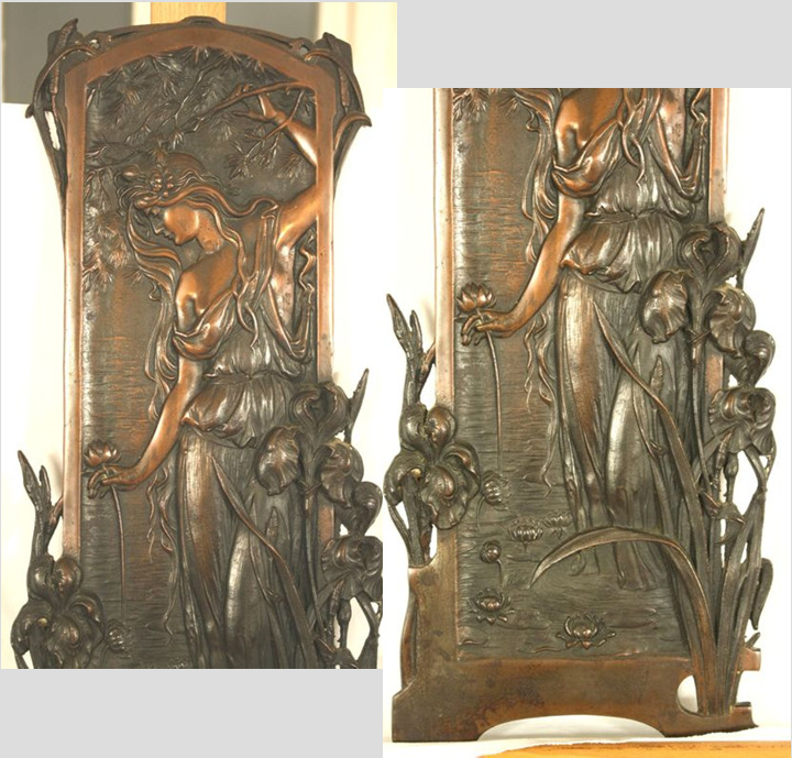 4. a) Wilhelm Elster (1869-1916): Vízililiom, bronzírozott vasöntvény, hátoldalán obeliszk ME jelzéssel és 6723 szám (57x25 cm) 13