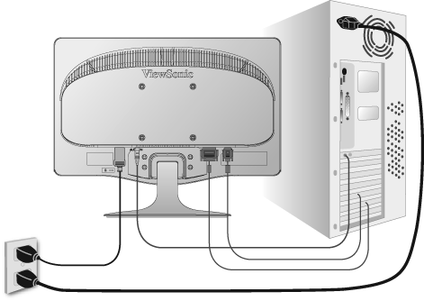 Gyors telepítés 1. Kapcsolja a tápkábelt az AC/DC (Váltóáram/Egyenáram) adapterhez. 2. Csatlakoztassa a videokábelt Győződjön meg, hogy az LCD-kijelző és a számítógép KI (OFF) van kapcsolva.