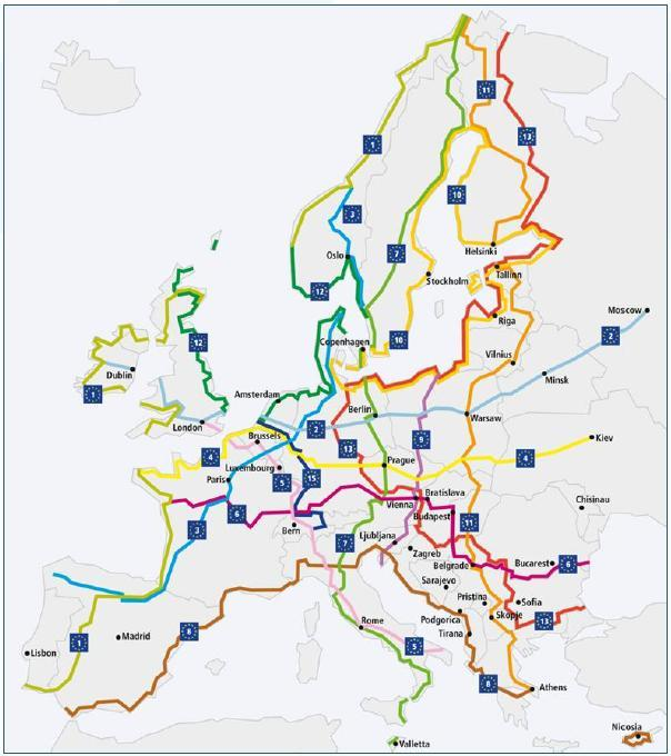 Eurovelo 13 A hálózat gazdája az Európai Kerékpáros Szövetség (ECF); EP-javaslat az Eurovelo TEN-T-be