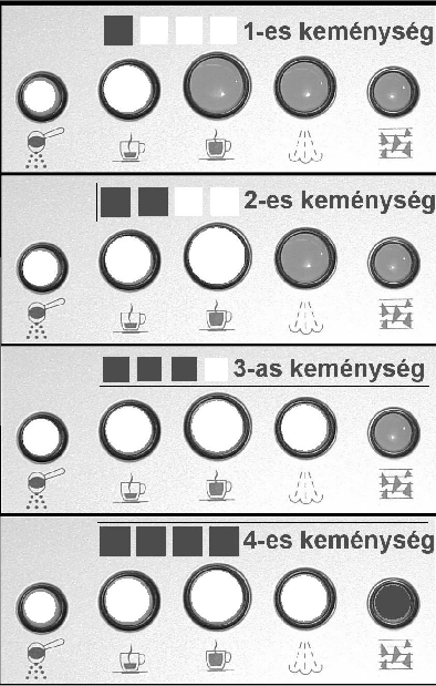 12 6. ábra Átöblítési funkció Nyomja le az 1 vagy 2 adag rövid presszó választó gombot (2.ábra 1). Aktiválásakor a ( ) kijelző világítani kezd. A készülék a bekapcsoláskor automatikusan átmossa magát.