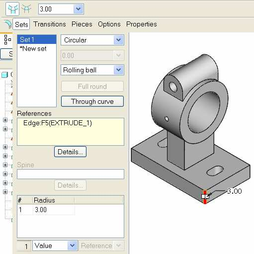 HALBRITTER ERNİ KOZMA ISTVÁN SZALAI PÉTER A lekerekítés / Round Tool /legegyszerőbb esete az, amikor egy test egyik élét kijelöljük, majd ott egy állandó sugarú lekerekítést írunk elı.