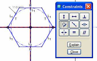 HALBRITTER ERNİ KOZMA ISTVÁN SZALAI PÉTER Az ábrán látható, hogy a teljes geometriai határozottság eléréséhez elegendı három méretet megadni. A megadott méretek utólag módosíthatók. 5.58.