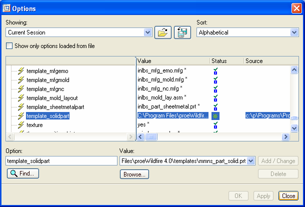 1.19. ábra A start. prt fájlban megjelenı építıelemek Az alapbeállítás,azaz a config.