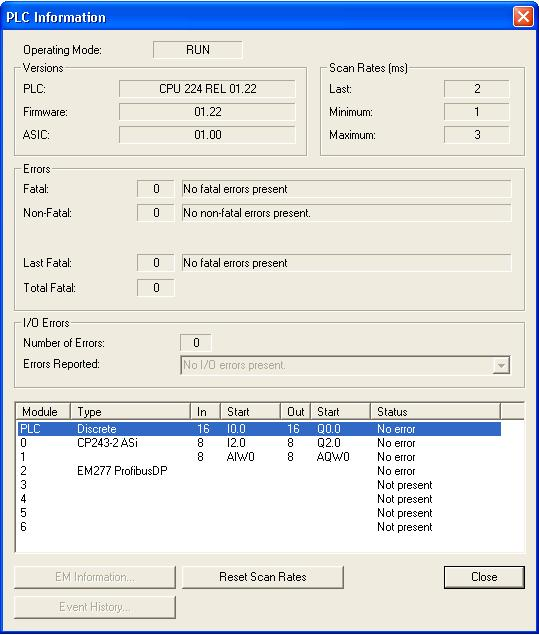 Az S7-200-as rendszer: Az S7-200-as rendszer egy 224-es CPU-t, egy CP243-2 típusú AS-i bővítőmodult és egy EM277 típusú PROFIBUS DP bővítőmodult tartalmaz.