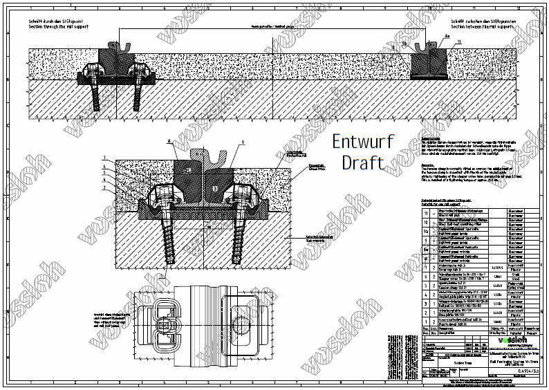 A VOSSLOH W-TRAM típusú sínleerősítési rendszerek megjelenési formái A W-TRAM sínleerősítési rendszer ekalapmegoldásai A sín alátámasztásának módja A W-TRAM sínleerősítési