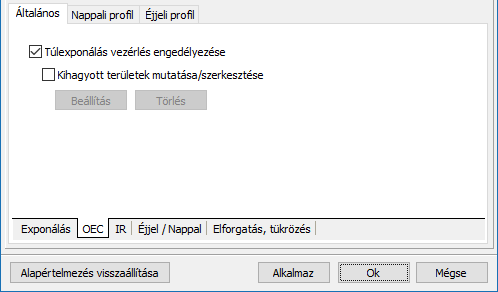 Háttérfény kompenzálás, vagy OEC (BLC) A funkció segítségével optimalizálható egy kiválasztott hely fényviszonya.