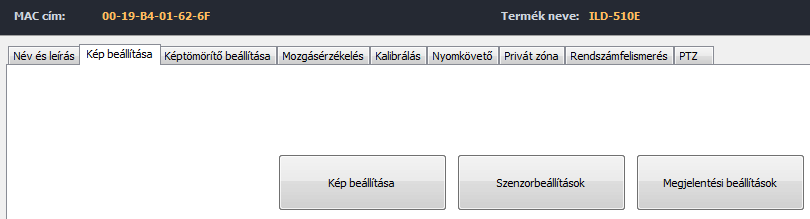 Szenzorbeállítások Ezek a beállítások csak a VISUS kamerák esetében elérhetőek. A beállító felület ugyanúgy a Kép beállítása fülről érhető el, mint a videókép beállításai.