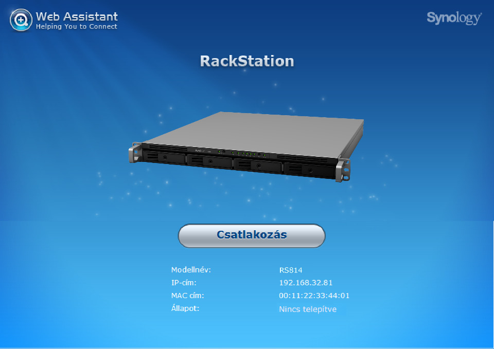 Fejezet A DSM telepítése a RackStationre Fejezet 3: 3 A hardvertelepítés befejezését követően telepítse a DiskStation Manager (DSM) programot ami egy, különlegesen a Synology NAS számára tervezett,