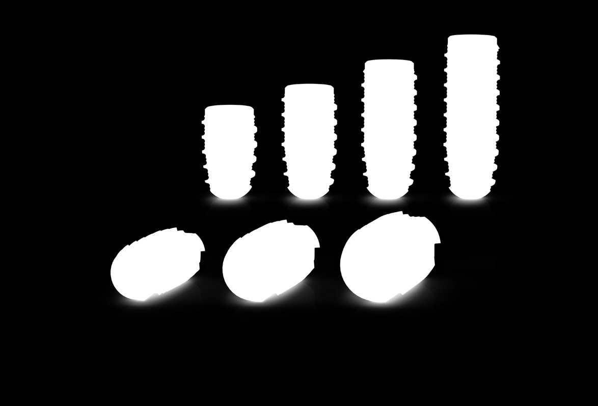 This is isy Költséghatékony implantátum 7 szettek Implantátumok: Hossz: + 7.3 mm + 9.0 mm + 11.0 mm + 13.0 mm Átmérő: + 3.8 mm + 4.4 mm + 5.