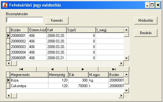 Ekkor a program rákérdez "Sor letárolás?". Igenre letárol. Nemre még lehetöség van módositani az adatokat letárolás elött.