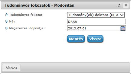 3. Saját adatok 3.1. Személyes adatok 3.1.1. Személyes adatok A felület felső részén láthatja alapvető személyes adatait, és lehetősége van ezek módosítására is, az "Adatmódosítás" gombra kattintva (pl.