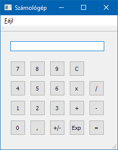 Grafikus Felhasználói Felületű (GUI) program készítése a QT Creatorral, illetve a Microsoft Visual Studio-val A feladat A feladat egy kis számológép elkészítése.