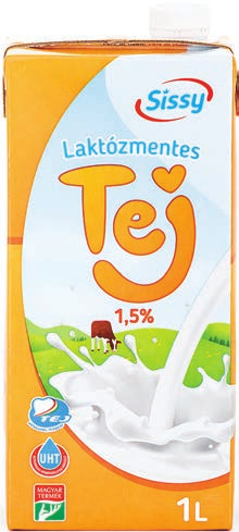 Sissy laktózmentes UHT tej 1,5% zsírtartalom 1 liter +1 1 DB TERMÉKÉRT 12345678-33% 299 Sissy laktózmentes kakaó Sissy laktózmentes teavaj 99 199 Sissy laktózmentes ESL tej 100 g, 1990 kg UHT 200 ml,