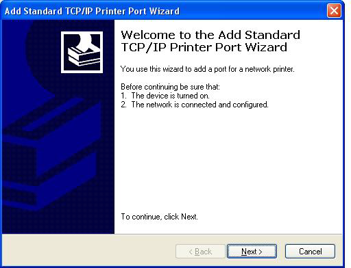 10. A Szabványos TCP/IP-nyomtatóport hozzáadása varázsló párbeszédpanelen