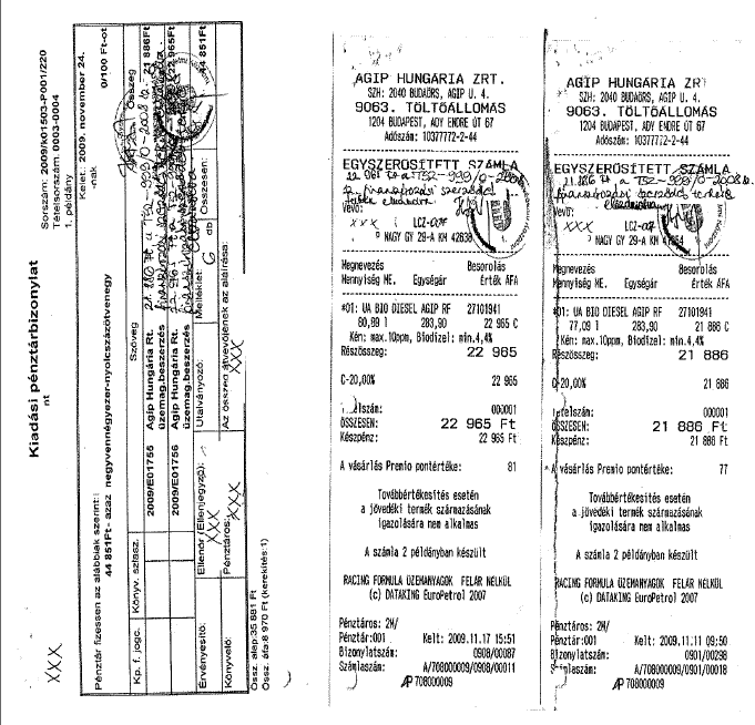 Példa számla záradékolására A számlán és a kiadási pénztárbizonylaton egyaránt feltüntetésre kerültek az alábbiak: Az FSZH felé 22.965 Ft a TSZ-999/0-2008.