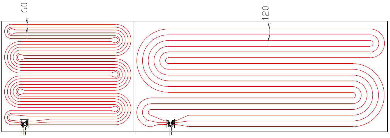 16.ábra: 3-es regiszter osztó-győjtık, 120mm-es és 60mm-es osztástávolsággal. 17.ábra: 3-es regiszter osztó-győjtık, 120mm-es és 60mm-es osztástávolsággal. Nyomáspróba: A köröket egyenként fel kell tölteni, átöblíteni és légteleníteni.