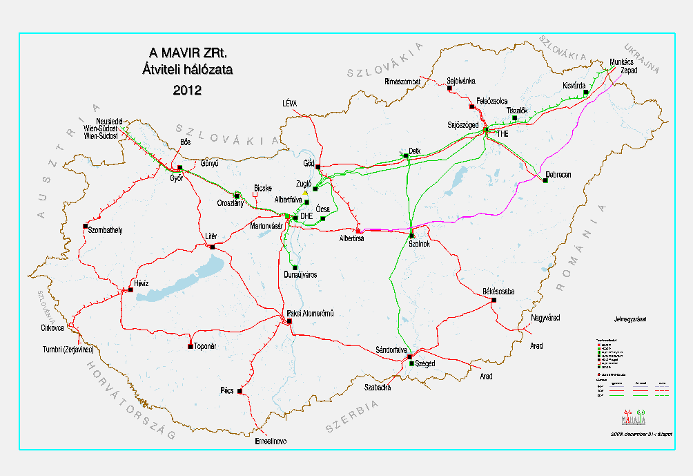 Hálózatfejlesztés - Átviteli hálózat 2014 33 Szombathely Hévíz 400 kv 2009 Martonvásár Bicske 400 KV 2010 Gönyű 400 kv 2010 Martonvásár (Oroszlány) Győr 220 400 kv 2010-12 Albertirsa Martonvásár II.