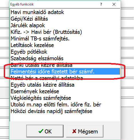 Felmentési időre jutó bér számfejtése 3.