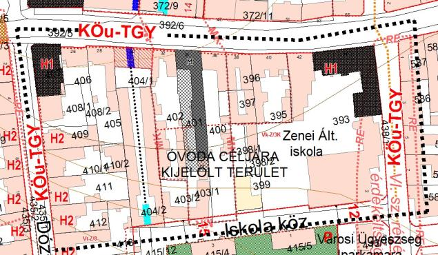 Iskola köz tömbbelsőjében az óvoda céljára kijelölt terület megnevezésű szabályozási elem és elővásárlási jog bejegyzésének törlése 7. Fő ut