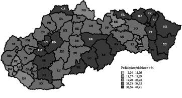 122 Petőcz kálmán 3. kartogram. A SmeR-Sd választási eredményei a 2006-os parlamenti választásokon. Az egyes körzetek összesített adatai.