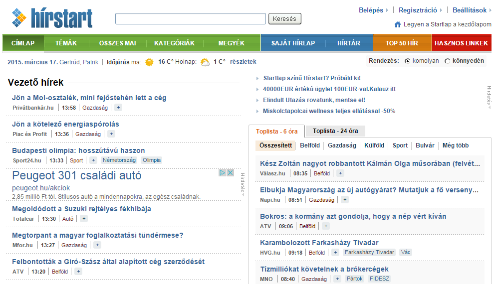 www m. HÍRSTART A Hírstart aggregált tartalmaival a legfontosabb magyar online médiumok anyagaiból szemléz.