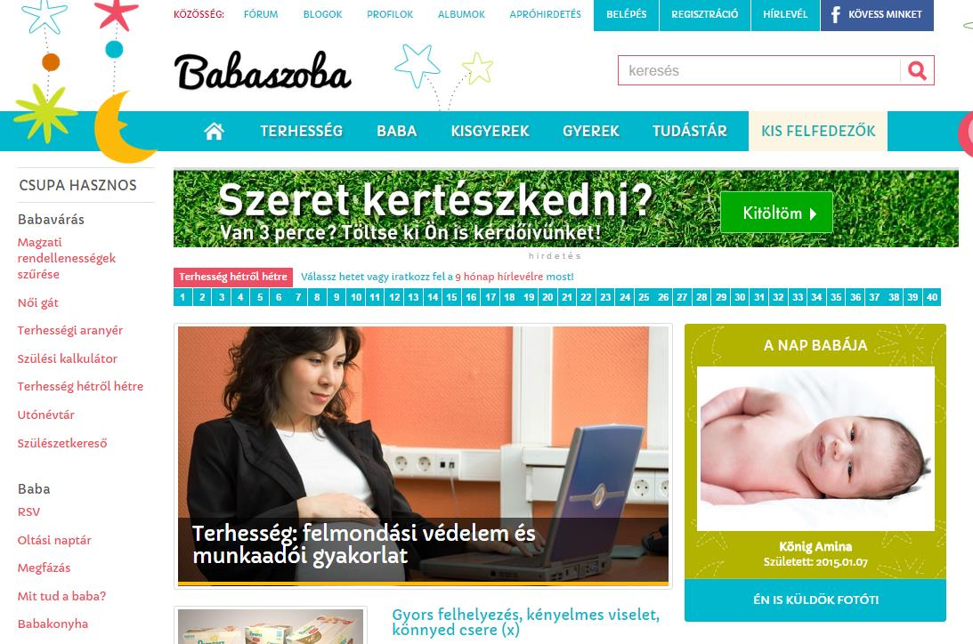 www m. BABASZOBA total 49.000 oldalletöltés és 23.000 látogató A Babaszoba Magyarország leglátogatottabb gyermekegészségügyi portálja.