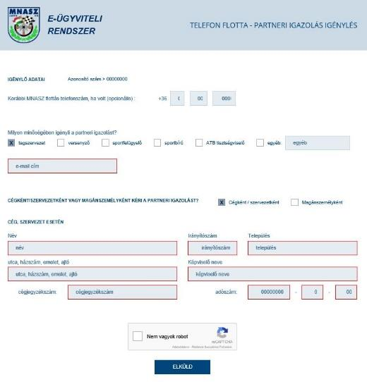 A recaptcha ellenőrző mező alaphelyzetben a bejelölést követően zöld pipával jelzi a továbblépés lehetőségét.