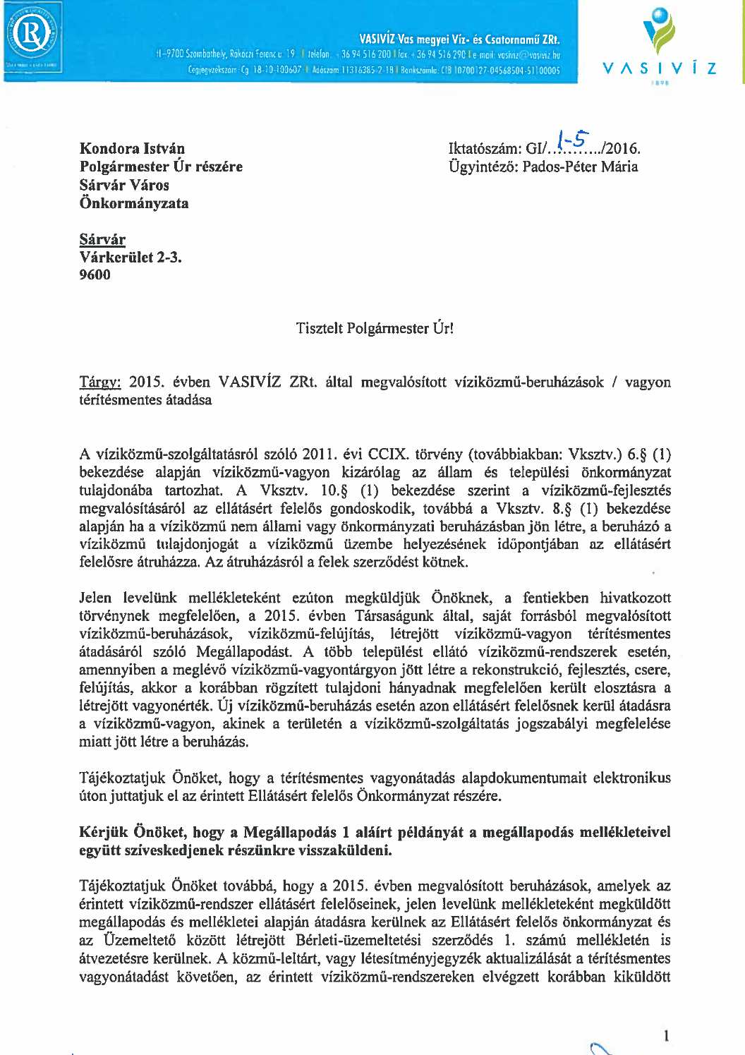 A Vasivíz Zrt.