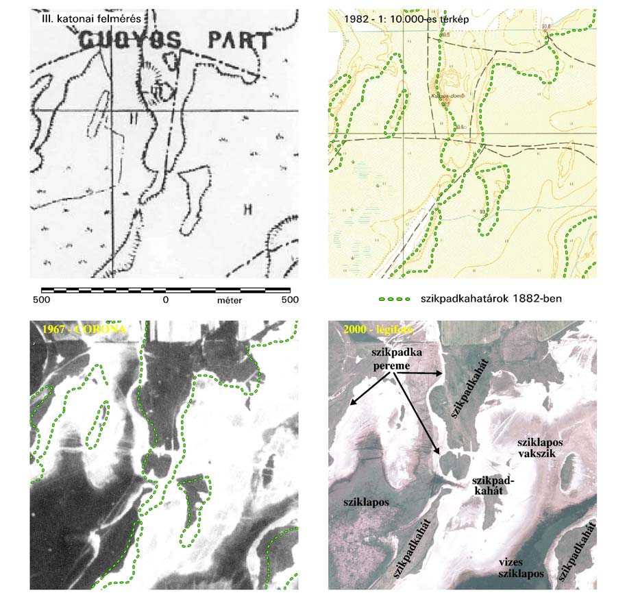 4. ábra Szikpadkák azonosítása egykor és ma GPS-el a terepi felmérés első szakaszában dolgoztunk (TOPCON Turbo-S II., Trimble Basic+ műszerek).