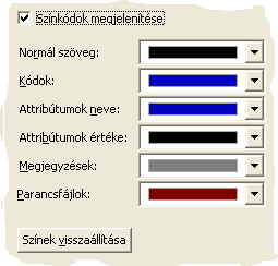 nevek, a Kisbetős attribútumnevek opció engedélyezésekor pedig az attribútumnevek mindig kisbetősek lesznek a HTML-forrásban.