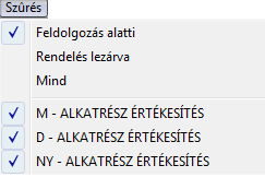 A nem gyári alkatrészböngésző ablak használatáról lásd az Alkatrészböngésző modul használati útmutatóját. 3. A Vevői alkatrész rendelés karbantartása ablak menüpontjai 3.1.