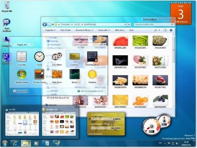 1. ábra: A Windows 7 operációs rendszer felhasználói felülete A mai modern Windows operációs rendszereknél a legnagyobb helyet a kezelőfelületen az asztal foglalja el.