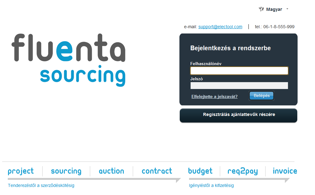 RENDSZERKÖVETELMÉNYEK Az elektronikus tenderezési rendszer használatát az Electool Hungary Kft. (továbbiakban Electool) csak bizonyos szoftverkörnyezetben támogatja.