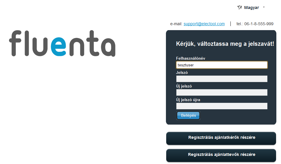 Fontos: Amennyiben elfelejtette a belépési adatait, kérjük kattintson az Elfelejtette a jelszavát? gombra.