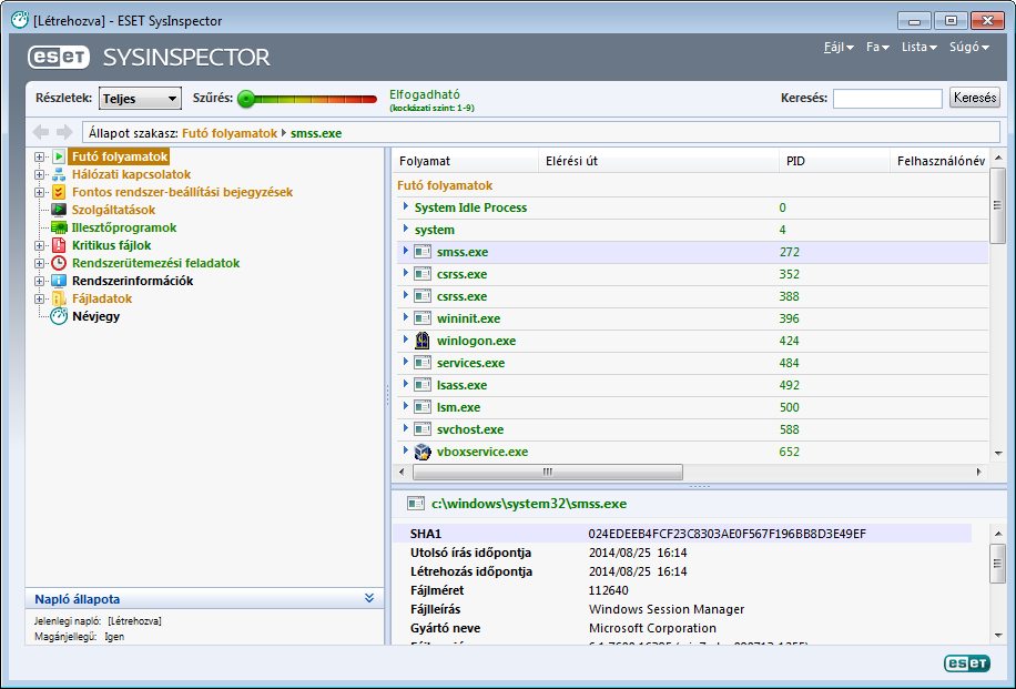 3.10.6.1.1 Az ESET SysInspector indítása Az ESET SysInspector indításához egyszerűen futtassa az ESET weboldaláról letöltött SysInspector.exe programfájlt.