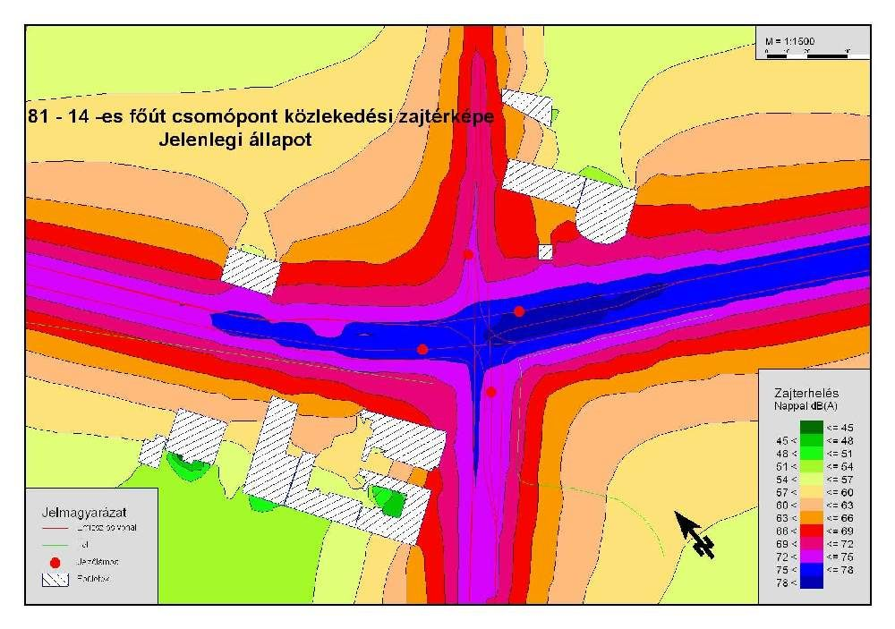 Zajtérkép helyszíne Jelenlegi zajterhelés a
