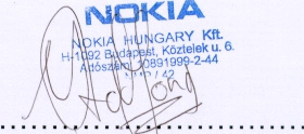 Megfelelõségi nyilatkozat A Nokia Hungary Kft, 1461 Budapest Pf.