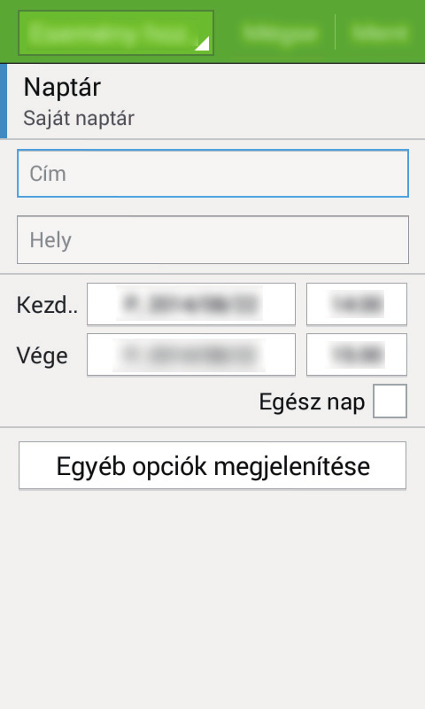 Hasznos alkalmazások és funkciók Események vagy feladatok létrehozása 1 Az Alkalmazások képernyőn érintse meg a S Tervező lehetőséget. 2 Érintse meg a ikont.